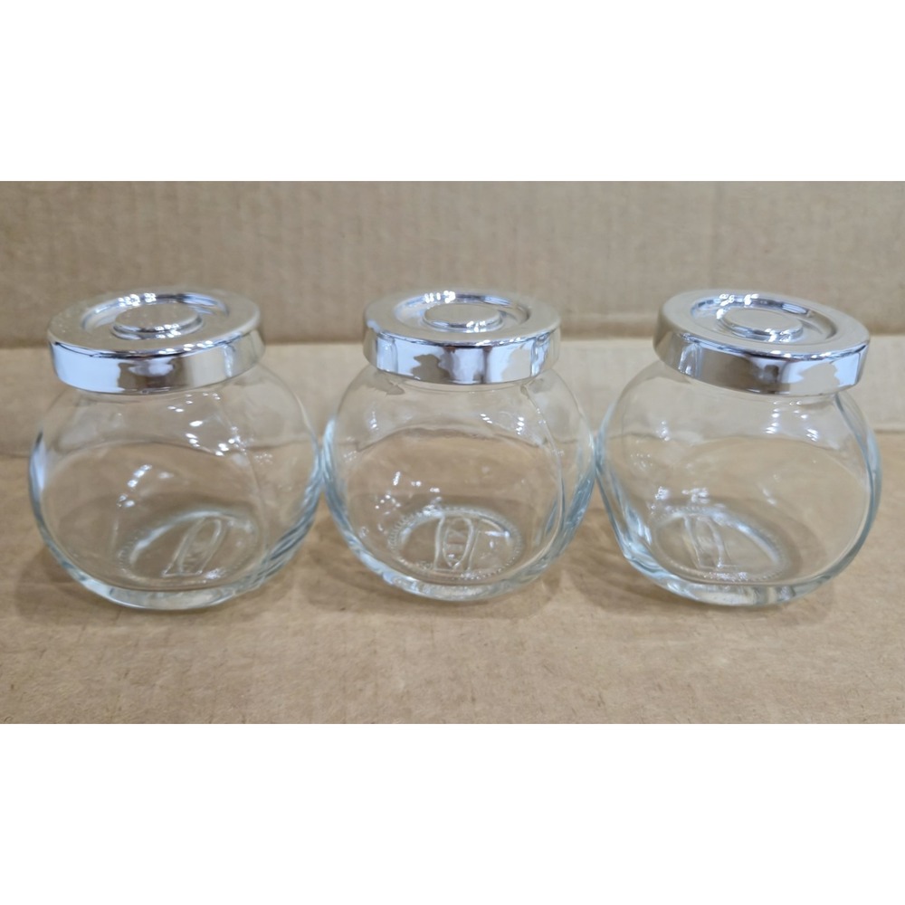 IKEA RAJTAN Spice Jars Glass Aluminum Color 3 Pack 5 oz 79955